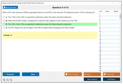 Alcatel-Lucent 4A0-105 Nokia Virtual Private LAN Services Practice test exam simulator test engine exam Prep practice test questions answers Image 9