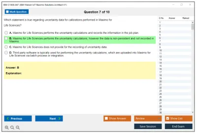 IBM C1000-047 IBM Watson IoT Maximo Solution Architect V1 Practice test exam simulator test engine exam Prep practice test questions answers Image 7