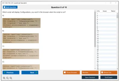 CIW 1D0-735 CIW JavaScript Specialist Practice test exam simulator test engine exam Prep practice test questions answers Image 6