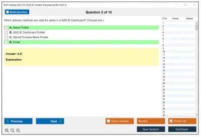 SAS Institute A00-270 SAS BI Content Developmentfor SAS 9 Practice test exam simulator test engine exam Prep practice test questions answers Image 5