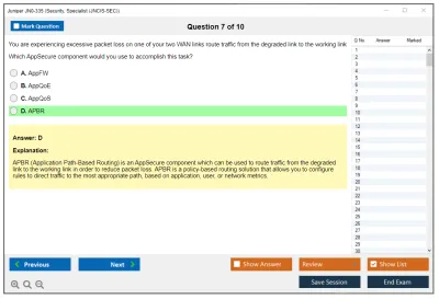 Juniper JN0-335 Security, Specialist (JNCIS-SEC) Practice test exam simulator test engine exam Prep practice test questions answers Image 7