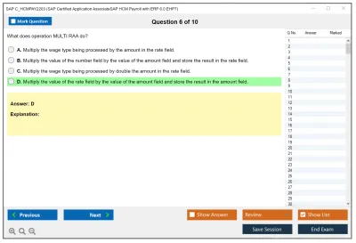 SAP C_HCMPAY2203 SAP Certified Associate - SAP HCM Payroll with ERP 6.0 EHP7 Practice test exam simulator test engine exam Prep practice test questions answers Image 6