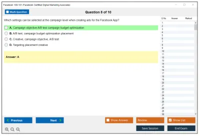 Facebook 100-101 Facebook Certified Digital Marketing Associate Practice test exam simulator test engine exam Prep practice test questions answers Image 8