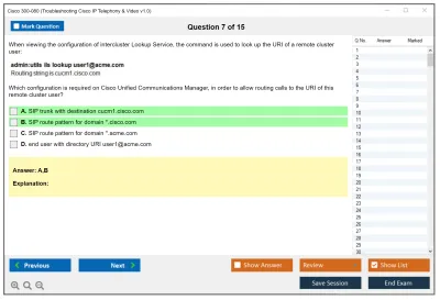 Cisco 300-080 Troubleshooting Cisco IP Telephony &amp; Video v1.0 Practice test exam simulator test engine exam Prep practice test questions answers Image 7