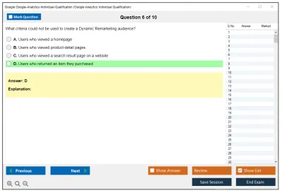 Google Google-Analytics-Individual-Qualification Google Analytics Individual Qualification Practice test exam simulator test engine exam Prep practice test questions answers Image 6