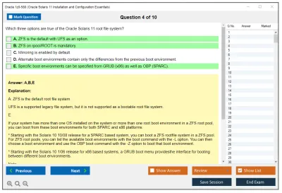 Oracle 1z0-580 Oracle Solaris 11 Installation and Configuration Essentials Practice test exam simulator test engine exam Prep practice test questions answers Image 4