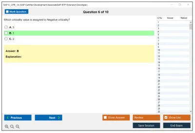 SAP C_CPE_16 SAP Certified Associate - Backend Developer - SAP Cloud Application Programming Model Practice test exam simulator test engine exam Prep practice test questions answers Image 6