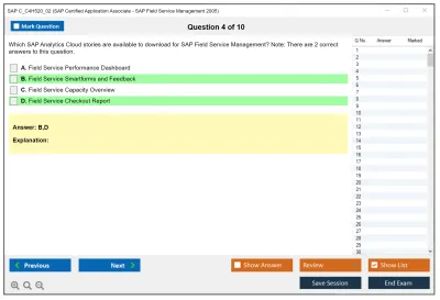 SAP C_C4H520_02 SAP Certified Associate - SAP Field Service Management 2005 Practice test exam simulator test engine exam Prep practice test questions answers Image 4