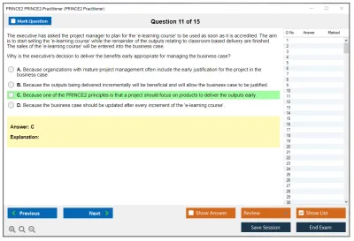 PRINCE2 PRINCE2-Practitioner PRINCE2 Practitioner Exam Practice test exam simulator test engine exam Prep practice test questions answers Image 11