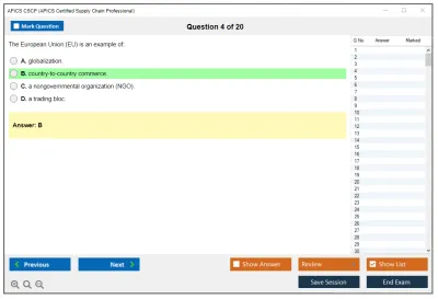 APICS CSCP Certified Supply Chain Professional Exam Practice test exam simulator test engine exam Prep practice test questions answers Image 4