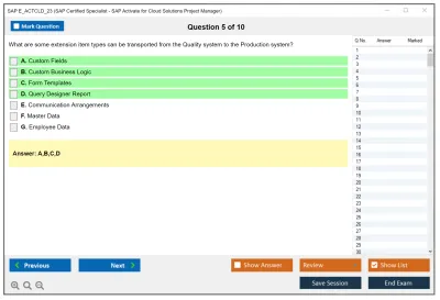 SAP E_ACTCLD_23 SAP Certified Specialist - SAP Activate for Cloud Solutions Project Manager Practice test exam simulator test engine exam Prep practice test questions answers Image 5