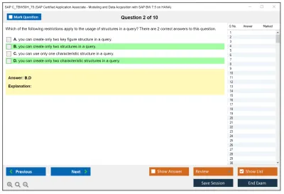SAP C_TBW50H_75 SAP Certified Application Associate - Modeling and Data Acquisition with SAP BW 7.5 on HANA Practice test exam simulator test engine exam Prep practice test questions answers Image 2