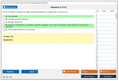 Oracle 1z0-1073-20 Oracle Inventory Cloud 2020 Implementation Essentials Practice test exam simulator test engine exam Prep practice test questions answers Image 5