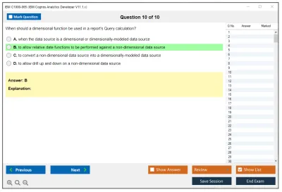 IBM C1000-065 IBM Cognos Analytics Developer V11.1.x Practice test exam simulator test engine exam Prep practice test questions answers Image 10