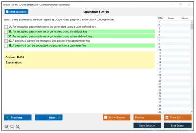 Oracle 1z0-447 Oracle GoldenGate 12c Implementation Essentials Practice test exam simulator test engine exam Prep practice test questions answers Image 1