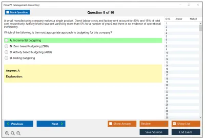 Cima P1 Management Accounting Practice test exam simulator test engine exam Prep practice test questions answers Image 8