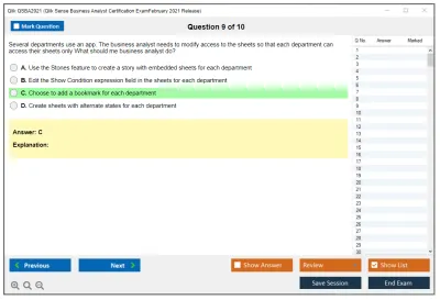 Qlik QSBA2021 Qlik Sense Business Analyst Certification Exam - February 2021 Release Practice test exam simulator test engine exam Prep practice test questions answers Image 9
