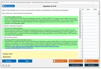 SAP C_BYD15_1908 SAP Certified Associate - SAP Business ByDesign Implementation Consultant Practice test exam simulator test engine exam Prep practice test questions answers Image 5