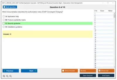 SAP C_BRSOM_2020 SAP Certified Associate - SAP Billing and Revenue Innovation Management - Subscription Order Management Practice test exam simulator test engine exam Prep practice test questions answers Image 6