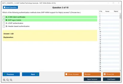 SAP C_HANATEC_12 SAP Certified Technology Associate - SAP HANA (Edition 2016) Practice test exam simulator test engine exam Prep practice test questions answers Image 3