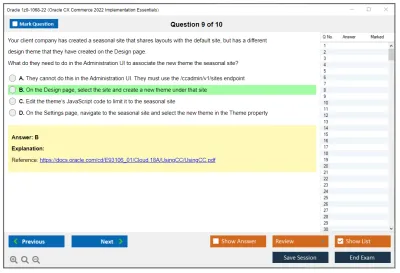 Oracle 1z0-1068-22 Oracle CX Commerce 2022 Implementation Essentials Practice test exam simulator test engine exam Prep practice test questions answers Image 9