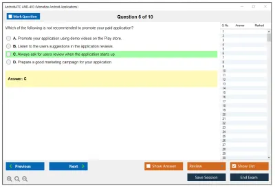 Android AND-403 Monetize Android Applications Practice test exam simulator test engine exam Prep practice test questions answers Image 6