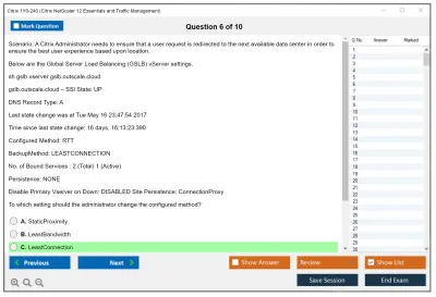 Citrix 1Y0-240 Citrix NetScaler 12 Essentials and Traffic Management Practice test exam simulator test engine exam Prep practice test questions answers Image 6