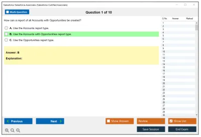 Salesforce Salesforce-Associate Salesforce Certified Associate Practice test exam simulator test engine exam Prep practice test questions answers Image 1