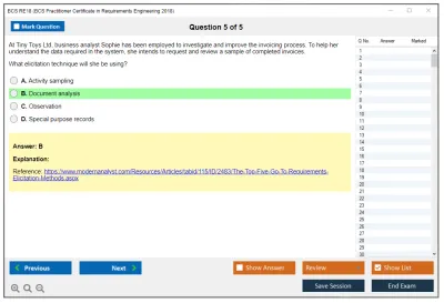BCS RE18 BCS Practitioner Certificate in Requirements Engineering 2018 Practice test exam simulator test engine exam Prep practice test questions answers Image 5