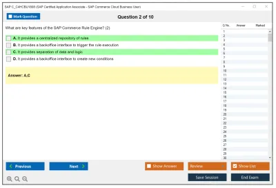 SAP C_C4HCBU1808 SAP Certified Application Associate - SAP Commerce Cloud Business User Practice test exam simulator test engine exam Prep practice test questions answers Image 2