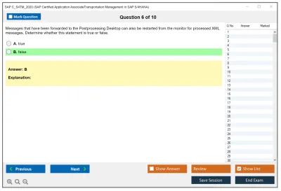SAP C_S4TM_2020 SAP Certified Associate - Transportation Management in SAP S/4HANA Practice test exam simulator test engine exam Prep practice test questions answers Image 6