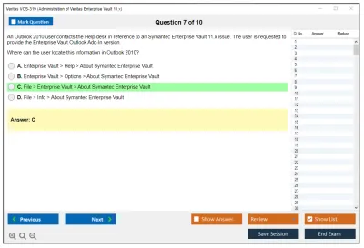 Veritas VCS-319 Administration of Veritas Enterprise Vault 11.x Practice test exam simulator test engine exam Prep practice test questions answers Image 7