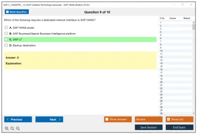 SAP C_HANATEC_12 SAP Certified Technology Associate - SAP HANA (Edition 2016) Practice test exam simulator test engine exam Prep practice test questions answers Image 9
