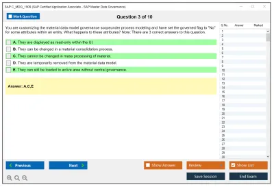 SAP C_MDG_1909 SAP Certified Associate - SAP Master Data Governance Practice test exam simulator test engine exam Prep practice test questions answers Image 3