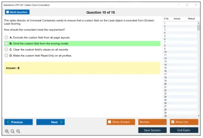 Salesforce CRT-251 Salesforce Certified Sales Cloud Consultant Practice test exam simulator test engine exam Prep practice test questions answers Image 15