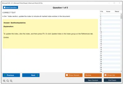Microsoft MO-101 Microsoft Word Expert (Word and Word 2019) Practice test exam simulator test engine exam Prep practice test questions answers Image 1