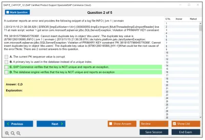 SAP E_C4HYCP_12 SAP Certified Product Support SpecialistSAP Commerce Cloud Practice test exam simulator test engine exam Prep practice test questions answers Image 2