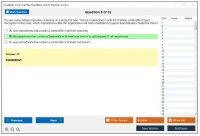 CloudBees CCJE Certified CloudBees Jenkins Engineer (CCJE) Practice test exam simulator test engine exam Prep practice test questions answers Image 8