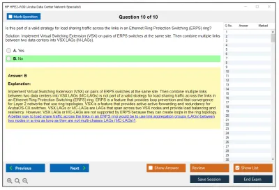 HP HPE2-W09 Aruba Data Center Network Specialist Exam Practice test exam simulator test engine exam Prep practice test questions answers Image 10