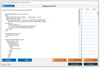 Oracle 1z0-148 Oracle Database 12c: Advanced PL/SQL Practice test exam simulator test engine exam Prep practice test questions answers Image 8