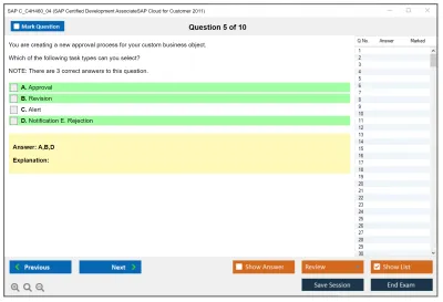 SAP C_C4H460_04 SAP Certified Development AssociateSAP Cloud for Customer 2011 Practice test exam simulator test engine exam Prep practice test questions answers Image 5