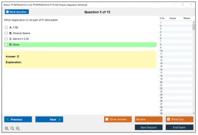 Infosys TFINFRIXM1012 AS-TFINFRIXM1012-FTX100 Finacle Integration Technical Practice test exam simulator test engine exam Prep practice test questions answers Image 5