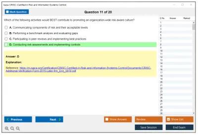 Isaca CRISC Certified in Risk and Information Systems Control Practice test exam simulator test engine exam Prep practice test questions answers Image 11