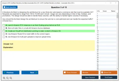 Amazon AWS AWS-Certified-Solutions-Architect-Associate-SAA-C01 AWS Certified Solutions Architect - Associate (SAA-C01) Practice test exam simulator test engine exam Prep practice test questions answers Image 5