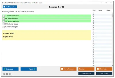 Snowflake ARA-C01 SnowPro Advanced: Architect Certification Exam Practice test exam simulator test engine exam Prep practice test questions answers Image 4