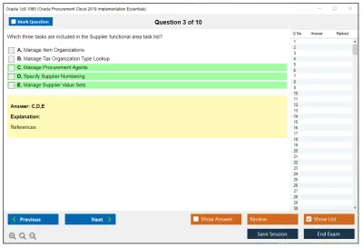 Oracle 1z0-1065 Oracle Procurement Cloud 2019 Implementation Essentials Practice test exam simulator test engine exam Prep practice test questions answers Image 3