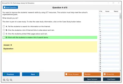 Microsoft 62-193 Technology Literacy for Educators Practice test exam simulator test engine exam Prep practice test questions answers Image 4