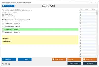 Microsoft 98-388 Introduction to Programming Using Java Practice test exam simulator test engine exam Prep practice test questions answers Image 7
