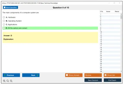 Infosys TFINTCBSCIXM1001 AS-TFINTCBSCIXM1001-T100 Basic Technical Knowledge Practice test exam simulator test engine exam Prep practice test questions answers Image 9