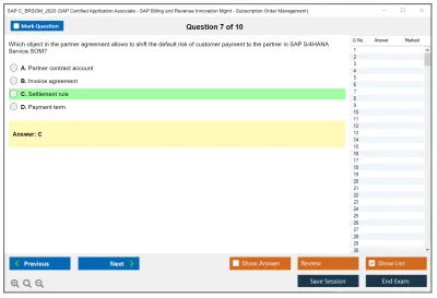 SAP C_BRSOM_2020 SAP Certified Associate - SAP Billing and Revenue Innovation Management - Subscription Order Management Practice test exam simulator test engine exam Prep practice test questions answers Image 7